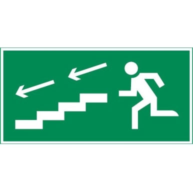 пиктограмма "ПО ЛЕСТНИЦЕ ВНИЗ ВЛЕВО" 300х150мм для аварийно-эвакуационного светильника Giant/Vision/Twofold/Evade